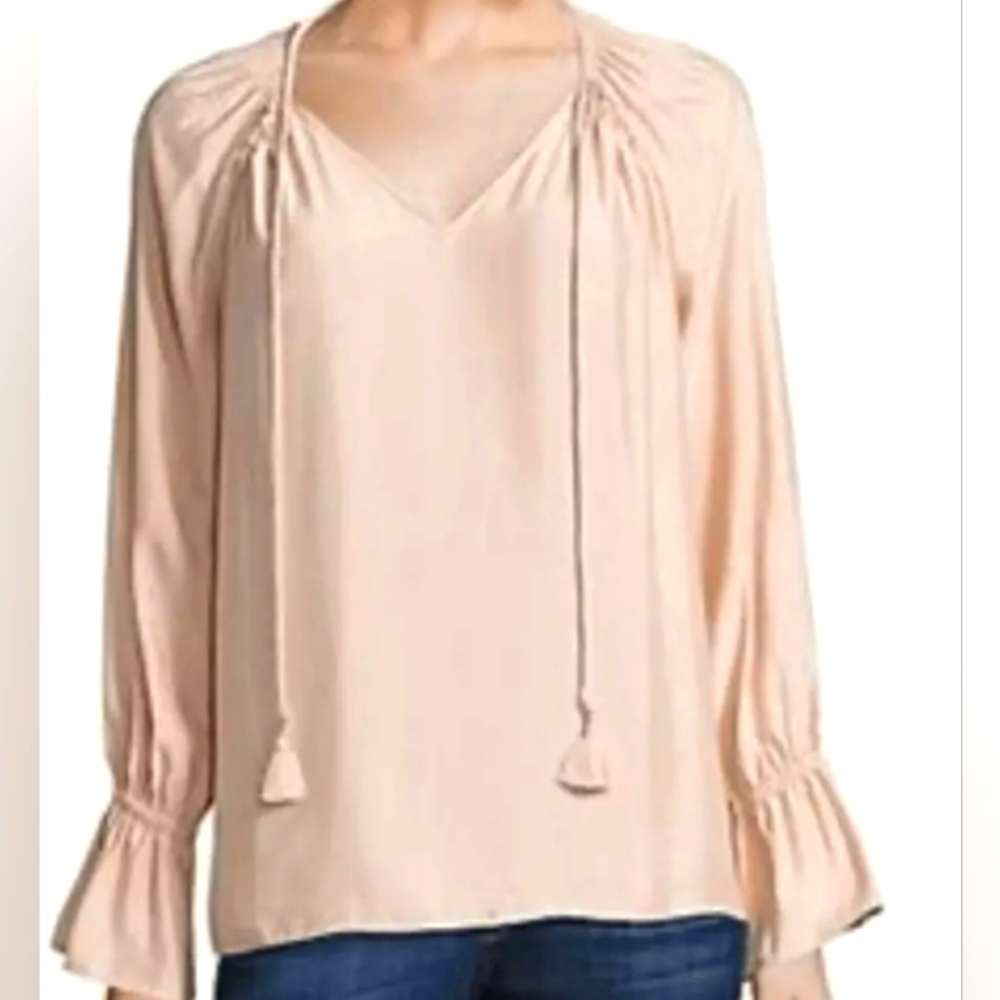 RAMY BROOK London Blush Top Long Sleeve Split Neck Blouse